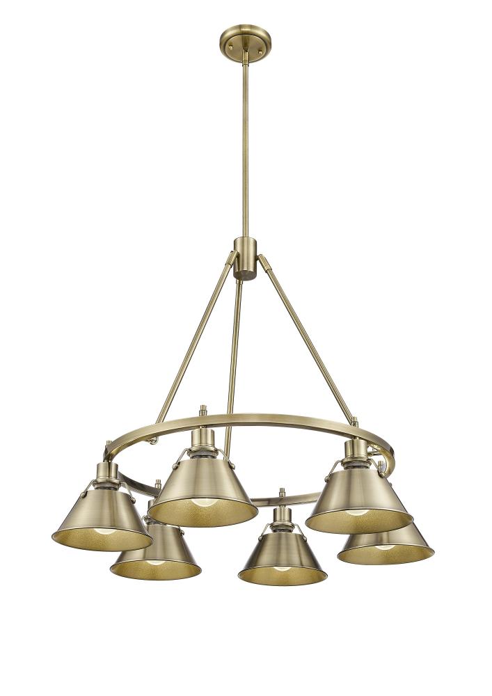 Orwell CH 6 Light Chandelier in Chrome with Pewter shades
